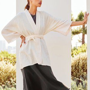 Johnny Was Call Me Gauze Short Kimono Crem XS/S